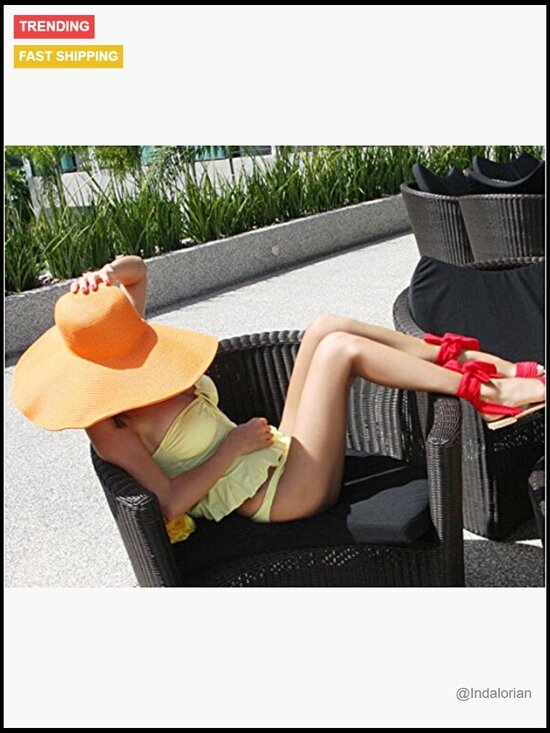 Wide Brim Roll-up Big Solid Color Floppy Sun Hat for Beach main image 7